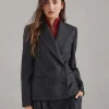 Virgin wool Prince of Wales blazer with monili