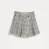 Virgin wool Prince of Wales pleated wrap skirt