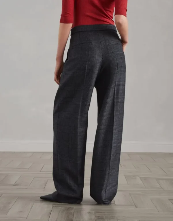 Virgin wool Prince of Wales relaxed tailored trousers