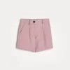 Viscose and linen fluid twill sartorial shorts with monili