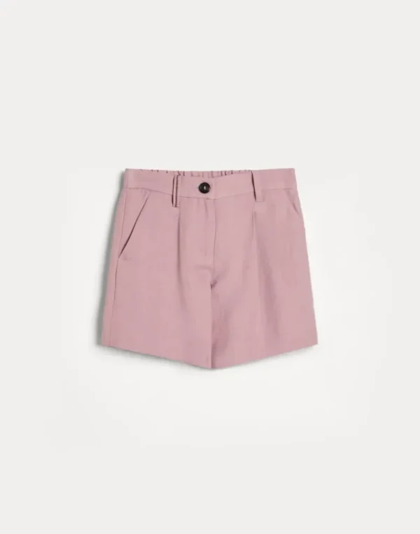 Viscose and linen fluid twill sartorial shorts with monili