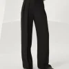 Viscose and linen fluid twill sartorial wide trousers