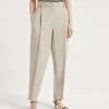 Viscose and linen fluid twill slouchy trousers with monili