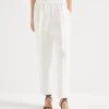 Viscose and linen fluid twill baggy pull-on trousers