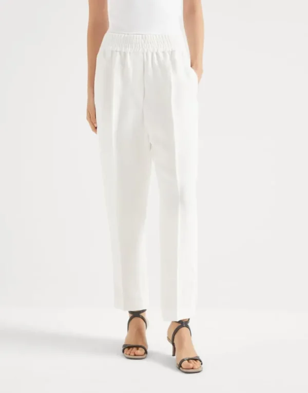 Viscose and linen fluid twill baggy pull-on trousers