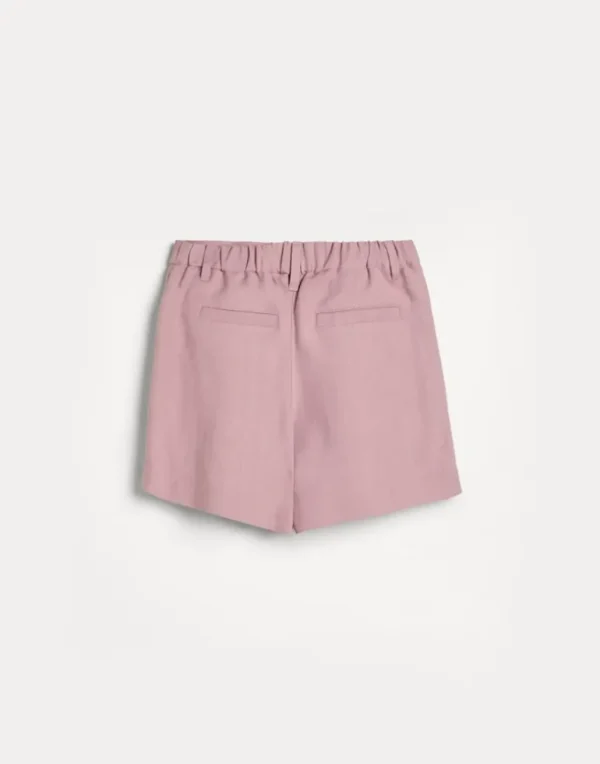 Viscose and linen fluid twill sartorial shorts with monili