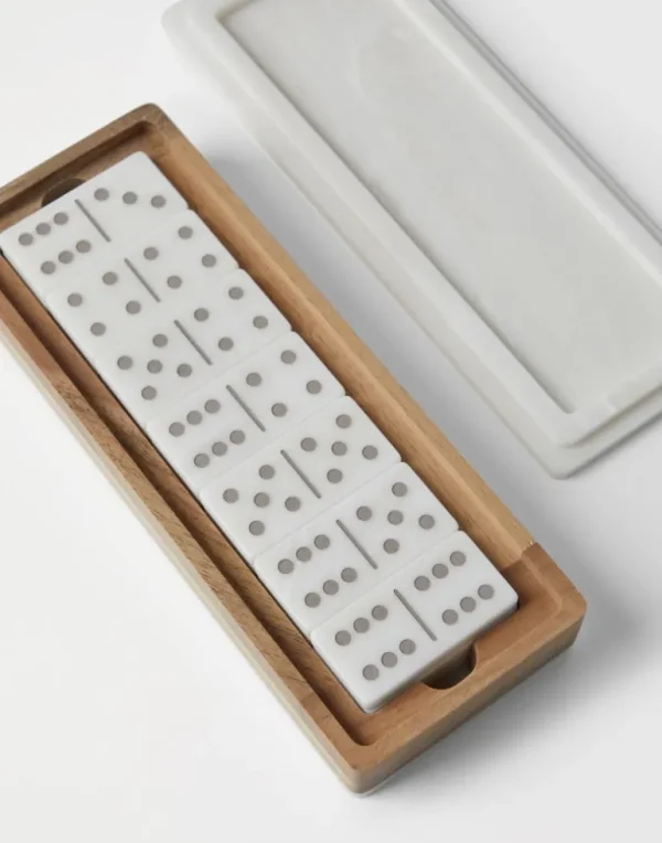 Walnut wood and Krion® portable dominoes set