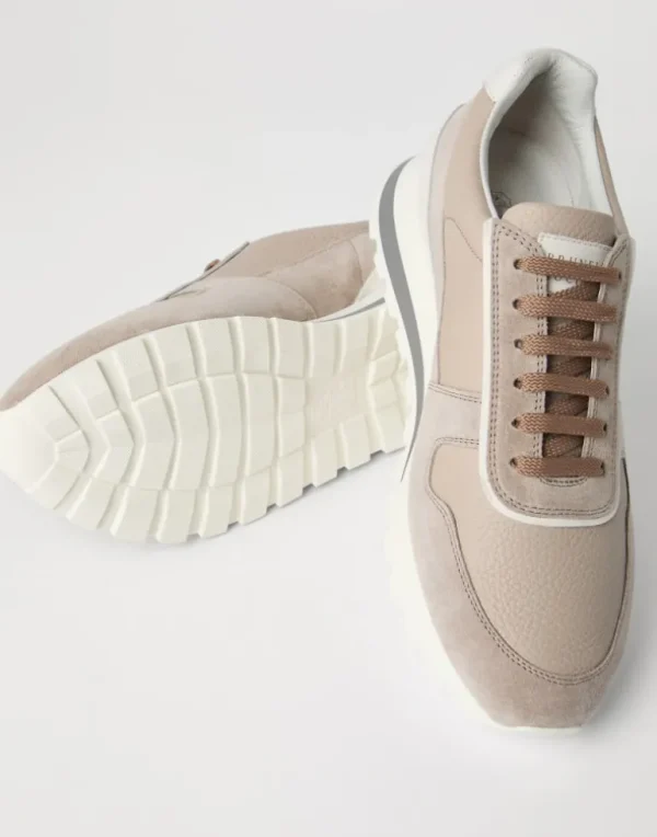 Washed suede and calfskin runners