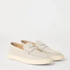 Washed suede loafer sneakers with natural rubber sole