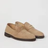 Washed suede penny loafers