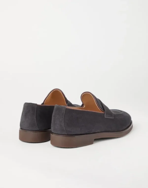 Washed suede penny loafers