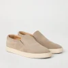 Washed suede slip-ons