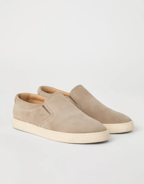 Washed suede slip-ons