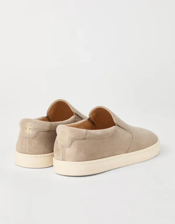 Washed suede slip-ons