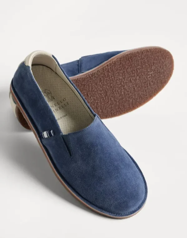 Washed suede slip-ons