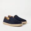 Washed suede slip-ons with rope insert