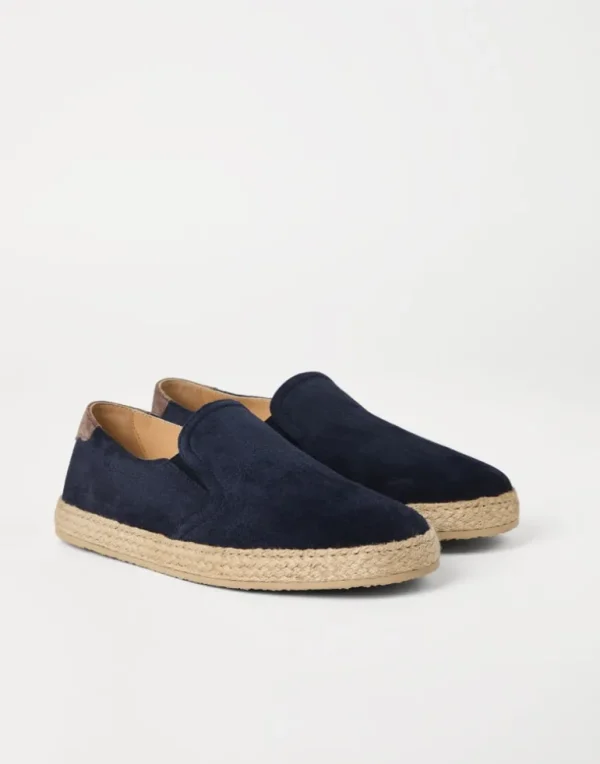 Washed suede slip-ons with rope insert