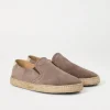 Washed suede slip-ons with rope insert