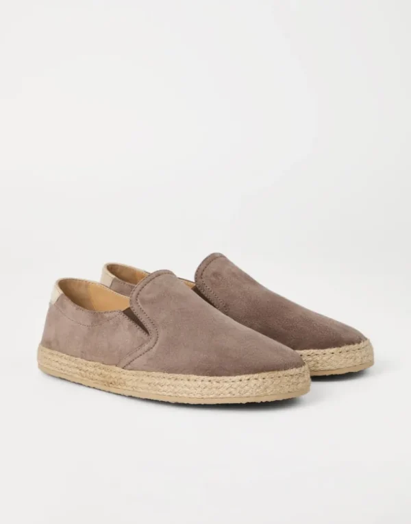 Washed suede slip-ons with rope insert