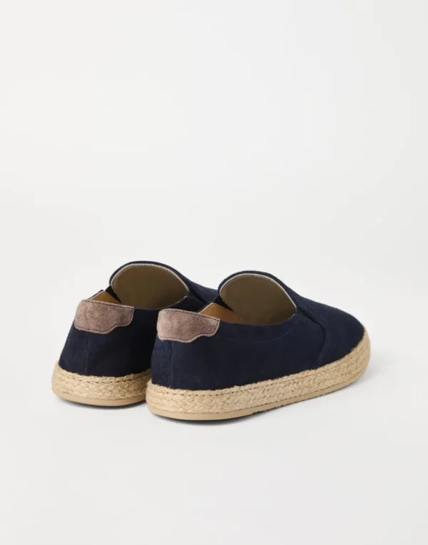 Washed suede slip-ons with rope insert