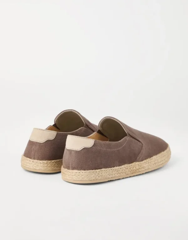 Washed suede slip-ons with rope insert