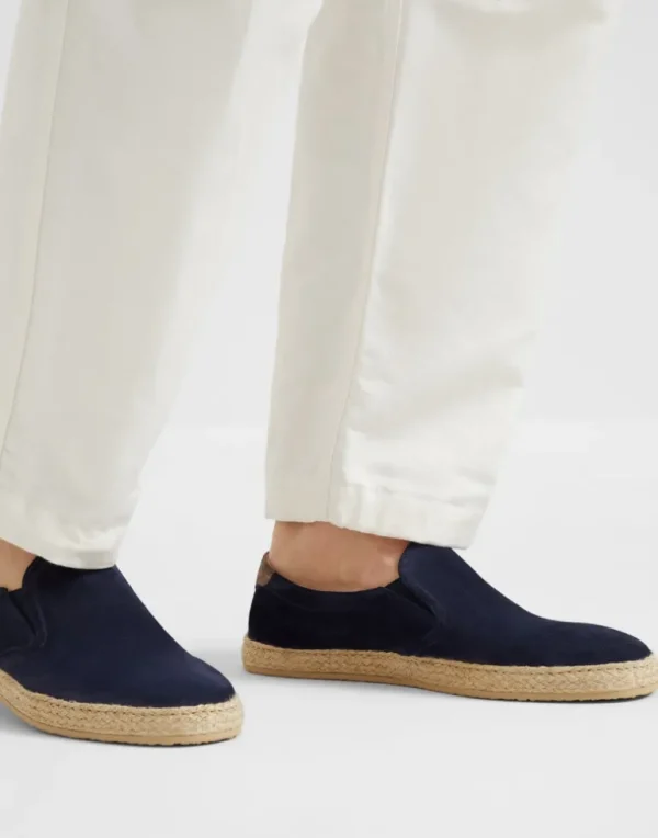 Washed suede slip-ons with rope insert