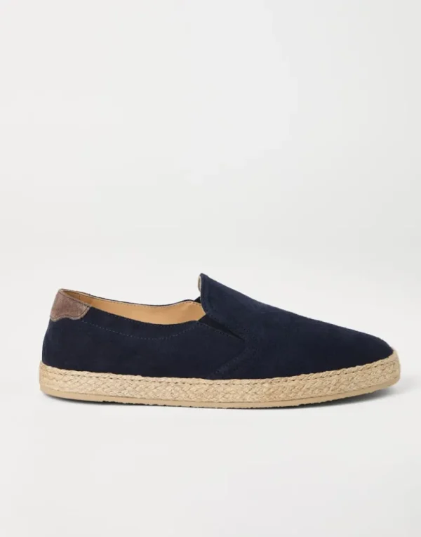 Washed suede slip-ons with rope insert