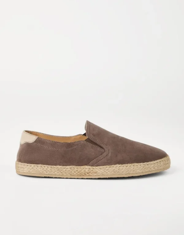 Washed suede slip-ons with rope insert