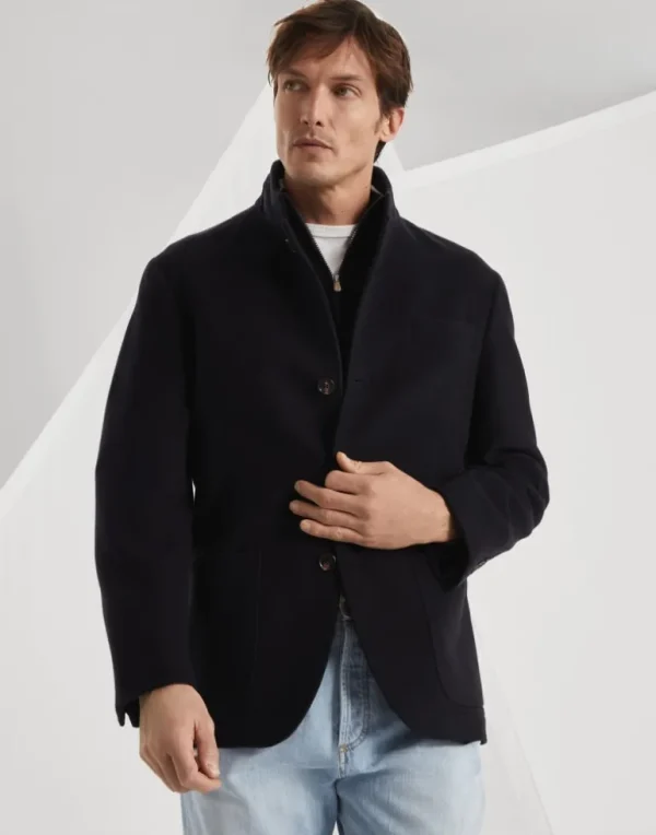 Water-resistant lightweight cashmere outerwear blazer