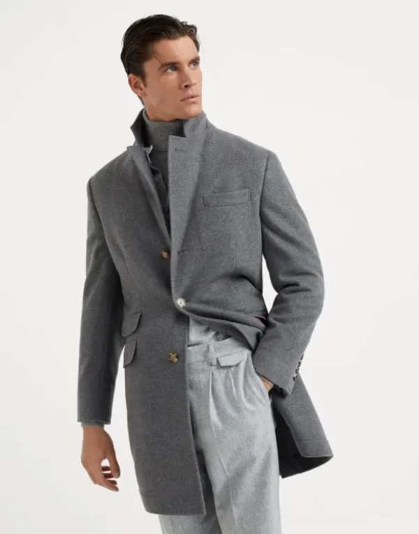 Water-resistant lightweight cashmere overcoat