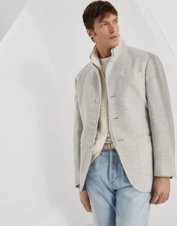 Water-resistant lightweight cashmere outerwear blazer