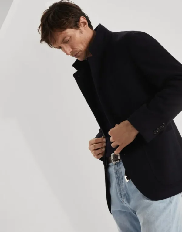 Water-resistant lightweight cashmere outerwear blazer