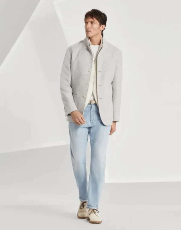 Water-resistant lightweight cashmere outerwear blazer