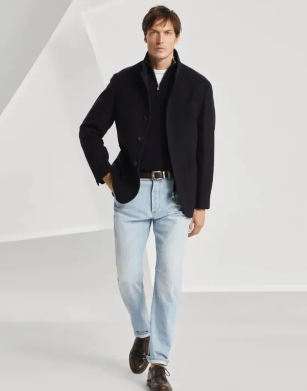 Water-resistant lightweight cashmere outerwear blazer