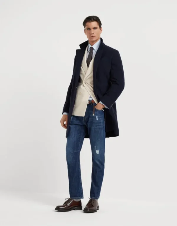 Water-resistant lightweight cashmere overcoat