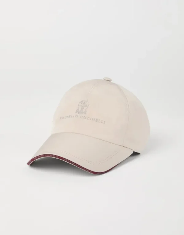 Water-resistant microfiber baseball cap with embroidered logo