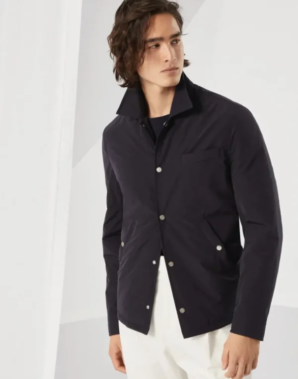 Water-resistant microfiber shirt-style outerwear jacket with Thermore® padding