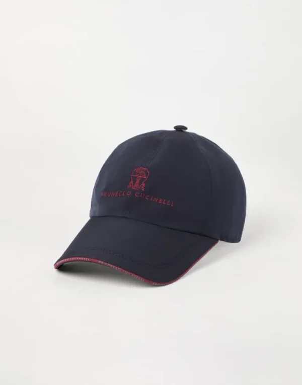 Water-resistant microfiber baseball cap with embroidered logo