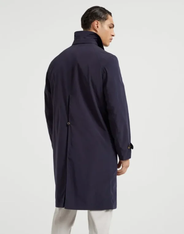 Water-resistant microfiber unlined trench with heat-bonded seams