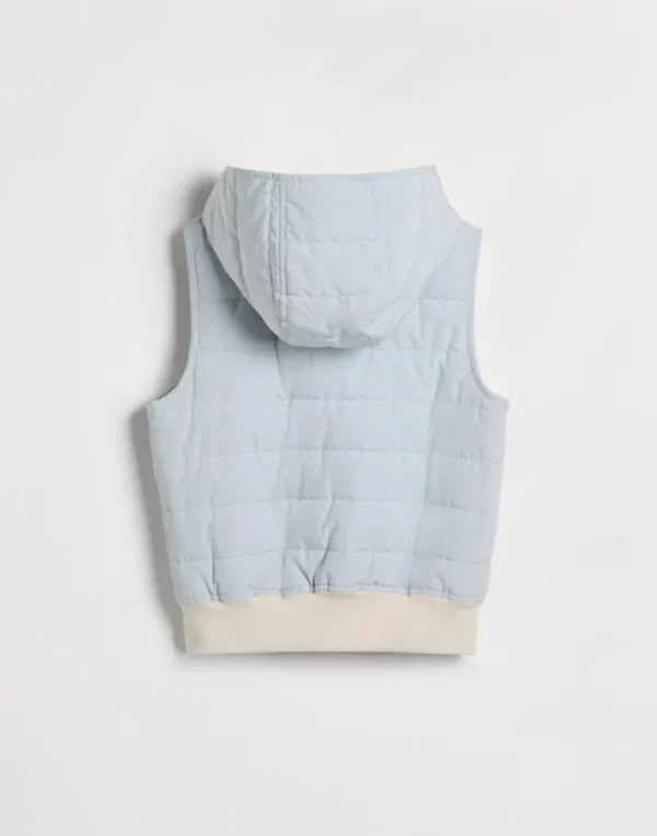 Water-resistant microfiber hooded vest with Thermore® padding