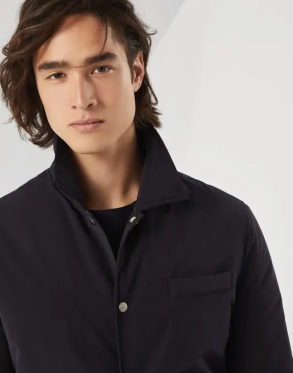 Water-resistant microfiber shirt-style outerwear jacket with Thermore® padding