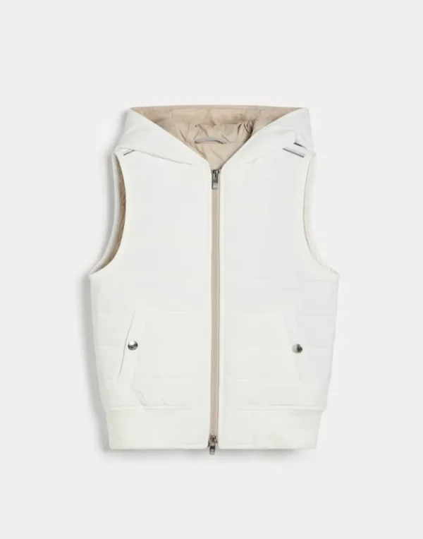 Water-resistant nylon hooded down vest