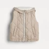 Water-resistant nylon hooded outerwear vest with Thermore® padding and monili