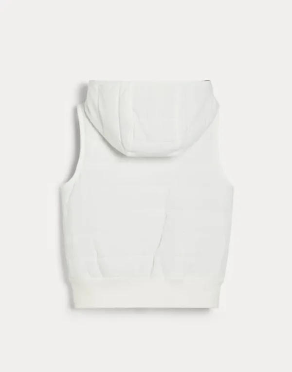 Water-resistant nylon hooded down vest