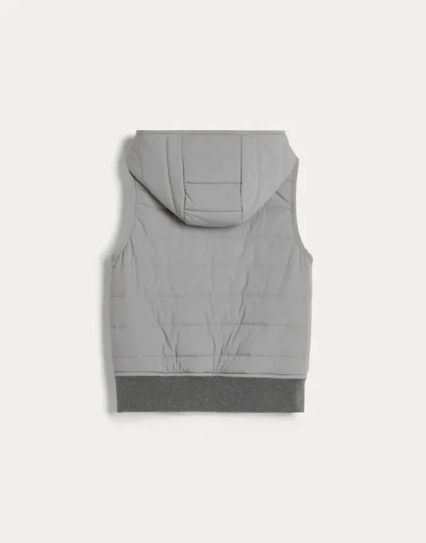 Water-resistant nylon hooded down vest