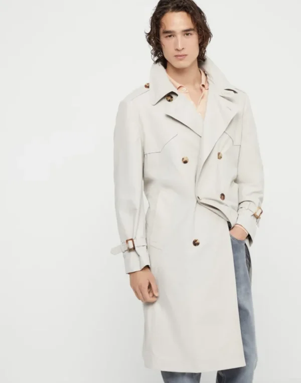 Water-resistant techno cotton gabardine trench