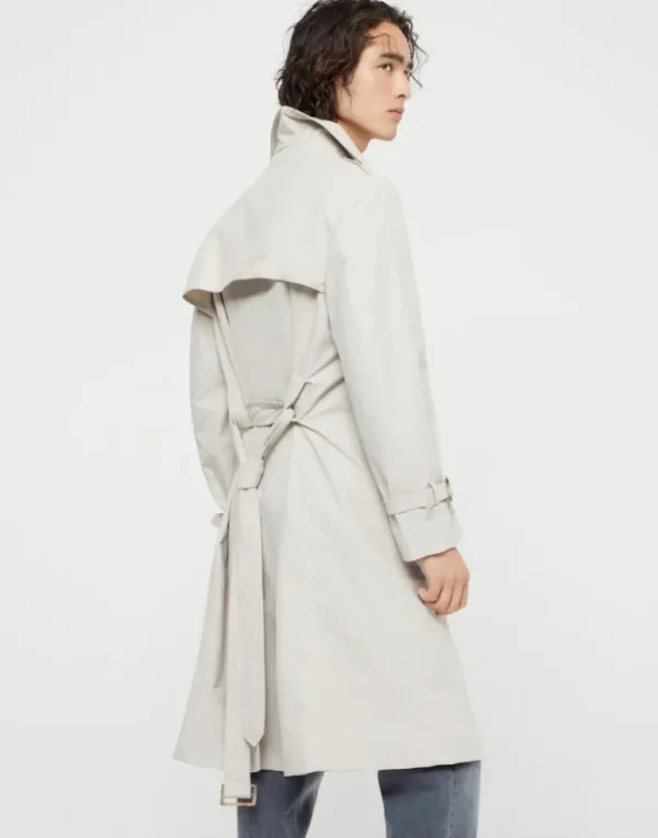 Water-resistant techno cotton gabardine trench