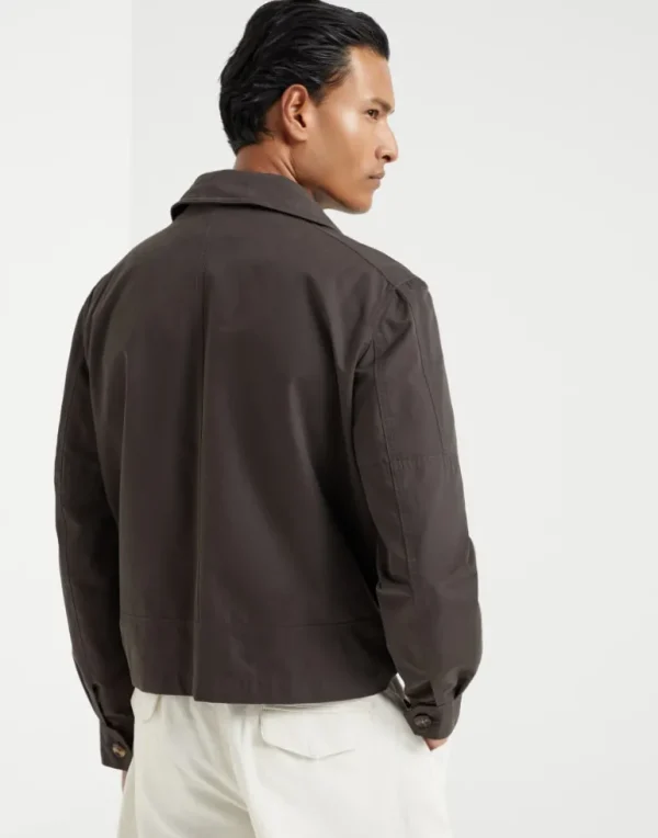 Water-resistant techno cotton gabardine outerwear jacket