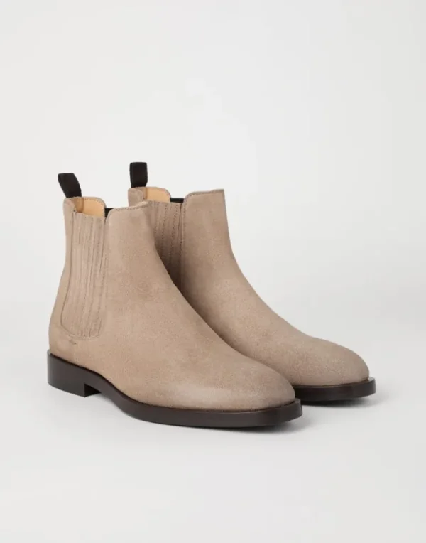 Waxed suede Chelsea boots