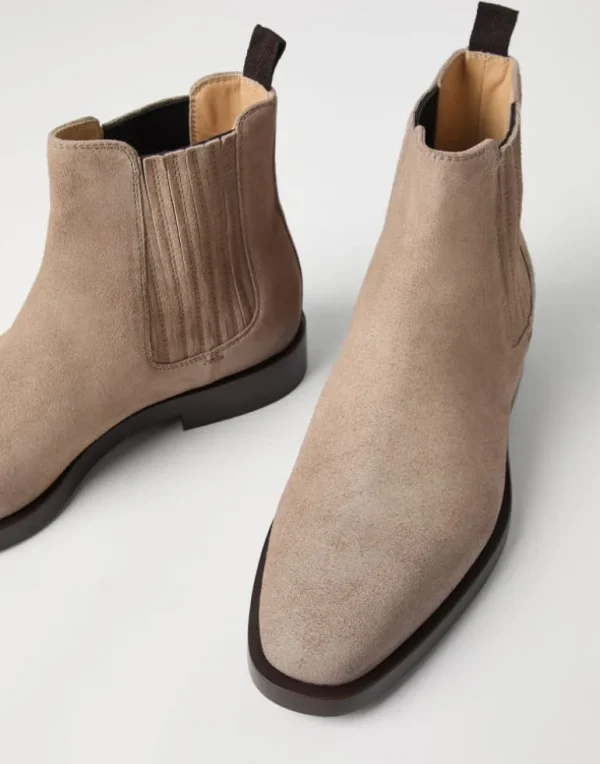 Waxed suede Chelsea boots